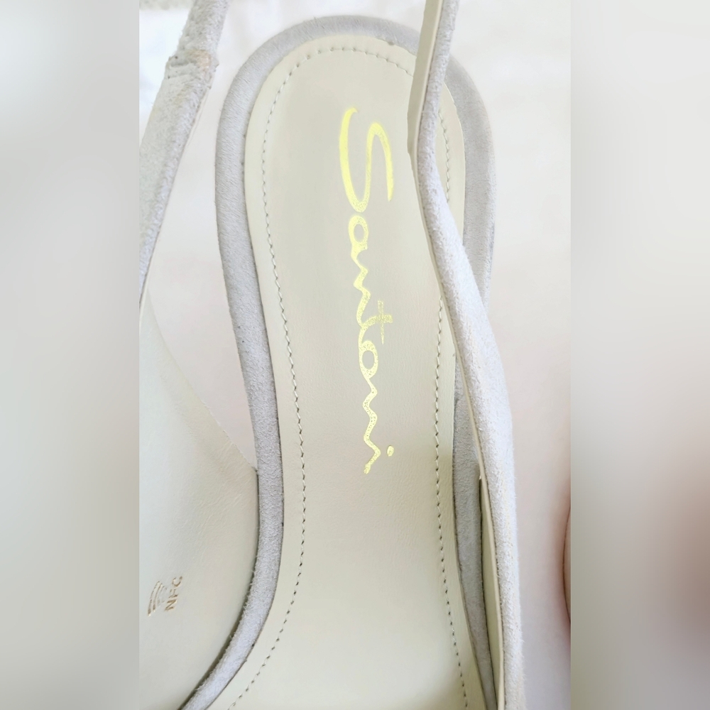 SANTONI SIZE 37 Made In Italy🌍 3"/8cm Heels Women's Silver Slingback Shoes - Picture 6 of 13